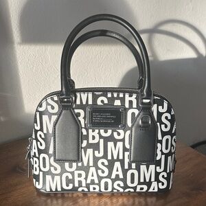 Marc Jacobs Small Monogram Printed Saffiano Leather Dome Satchel Crossbody Bag
